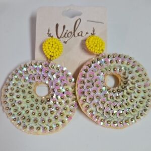 Viola Yellow and Multicolor Sequin Earrings
